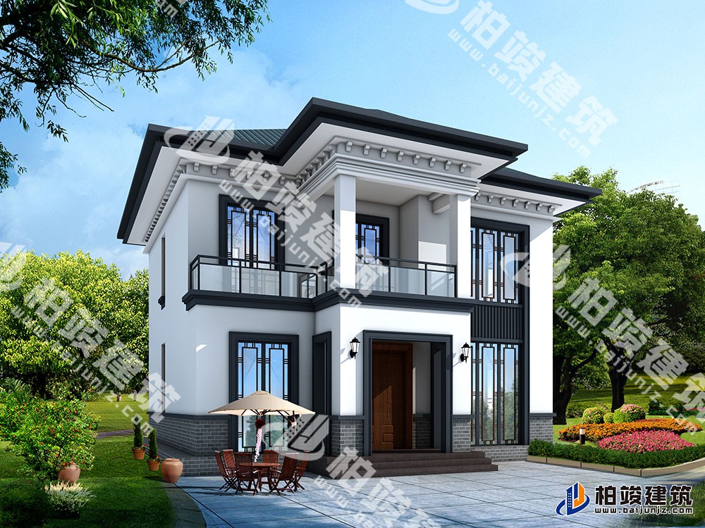 新款農(nóng)村自建二層別墅設(shè)計圖，新中式風(fēng)格，戶型布局實用