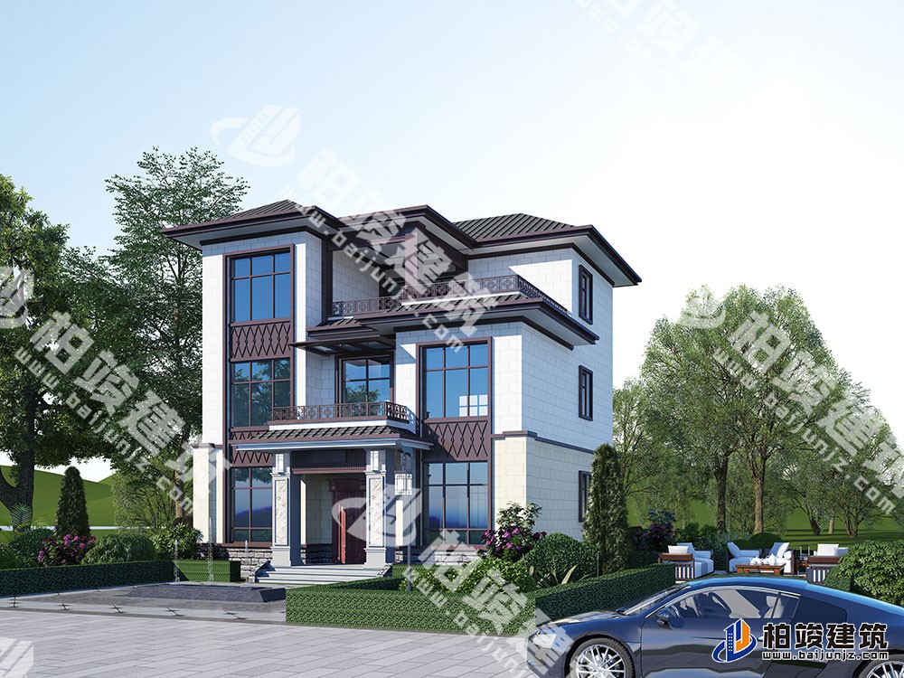 農(nóng)村三層新中式自建房設(shè)計圖，典雅大氣，室內(nèi)配置完善