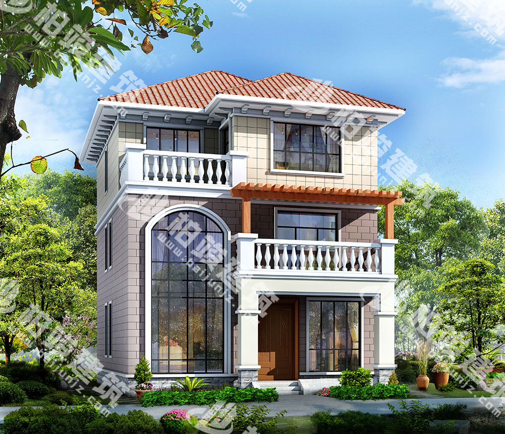 農(nóng)村三層簡歐風(fēng)自建房設(shè)計圖，造型清新別致，內(nèi)部9房設(shè)計