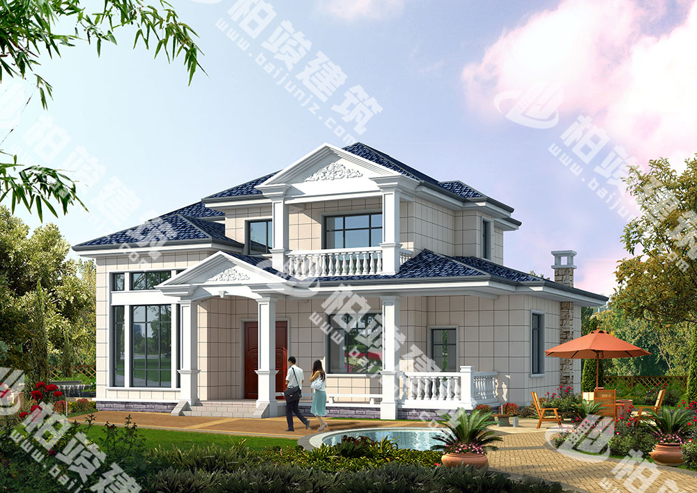 農(nóng)村二層簡歐風(fēng)別墅設(shè)計圖紙，屋頂設(shè)計很別致