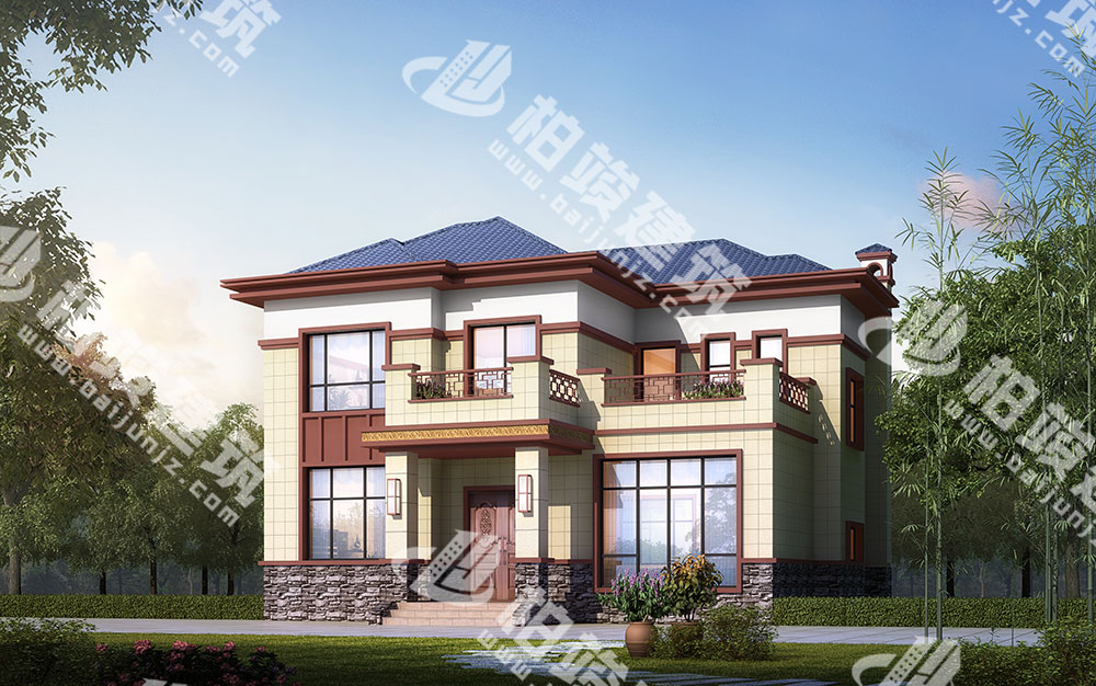 山水中是非凡居，農(nóng)村二層新中式別墅設(shè)計圖紙