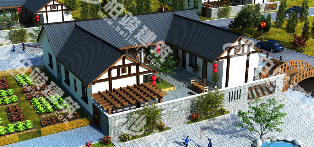 農(nóng)村自建三合院設(shè)計(jì)圖，大尺度中式庭院，造價(jià)僅20萬