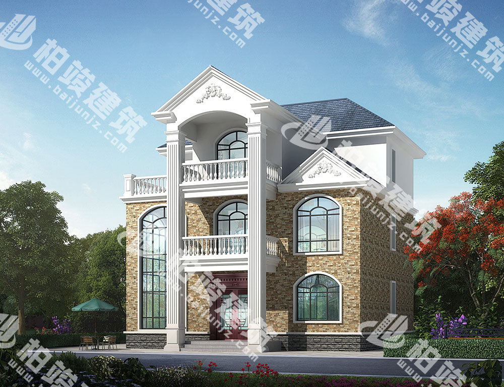 農(nóng)村三層別墅設(shè)計(jì)圖紙，英式優(yōu)雅外觀，內(nèi)部8室，配置齊全