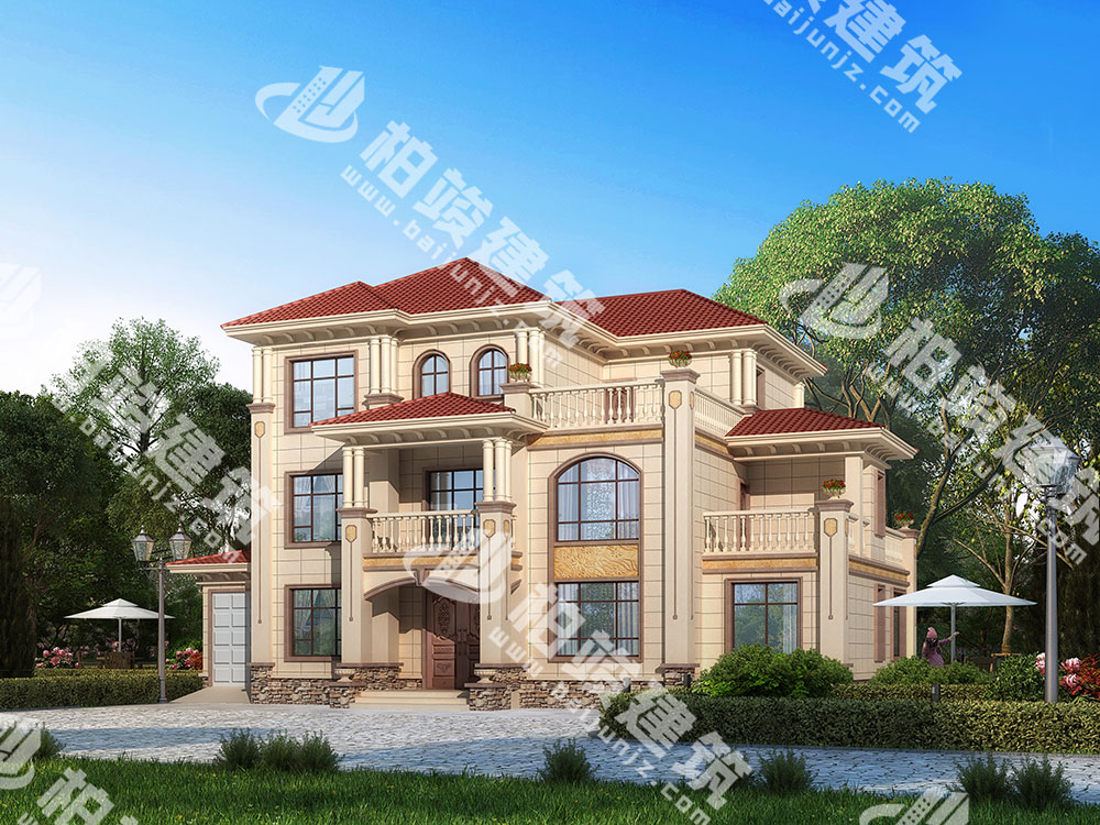 農(nóng)村三層簡(jiǎn)歐風(fēng)格自建房設(shè)計(jì)圖，占地218㎡，外觀典雅溫馨，內(nèi)部配置很全