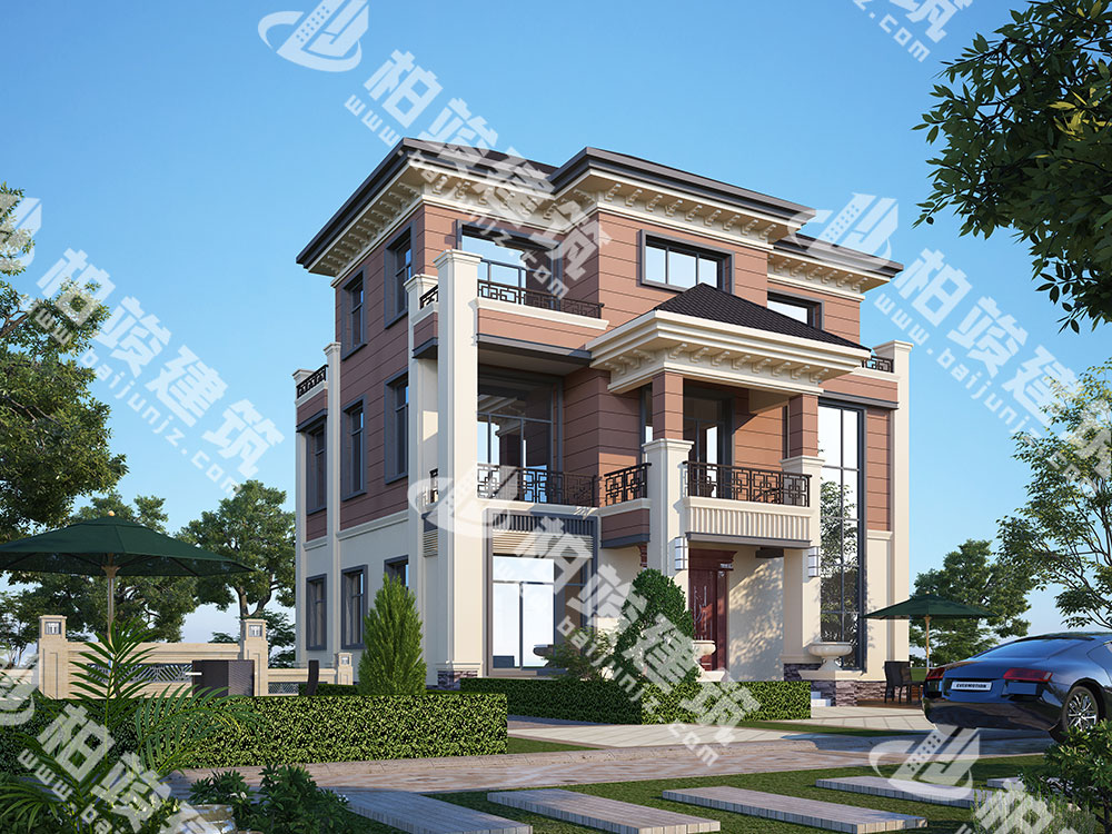 農(nóng)村三層別墅設(shè)計(jì)，新中式風(fēng)格，造型大氣沉穩(wěn)，內(nèi)部功能分區(qū)完善