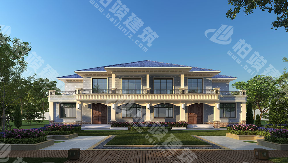 農(nóng)村自建二層雙拼別墅，磚混結(jié)構(gòu)，簡(jiǎn)歐風(fēng)格，戶型通透，布局合理