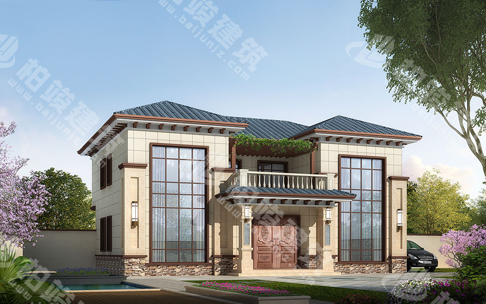 農(nóng)村自建房設(shè)計(jì)圖，兩層雙拼別墅，新中式風(fēng)格，空間利用率高