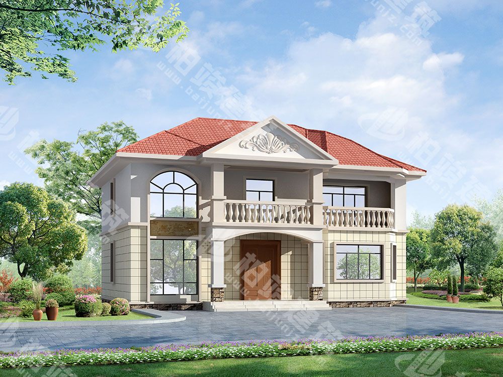 農(nóng)村二層別墅設(shè)計(jì)圖紙，清新簡歐風(fēng)外觀，內(nèi)部8室3廳4衛(wèi)，實(shí)惠美觀