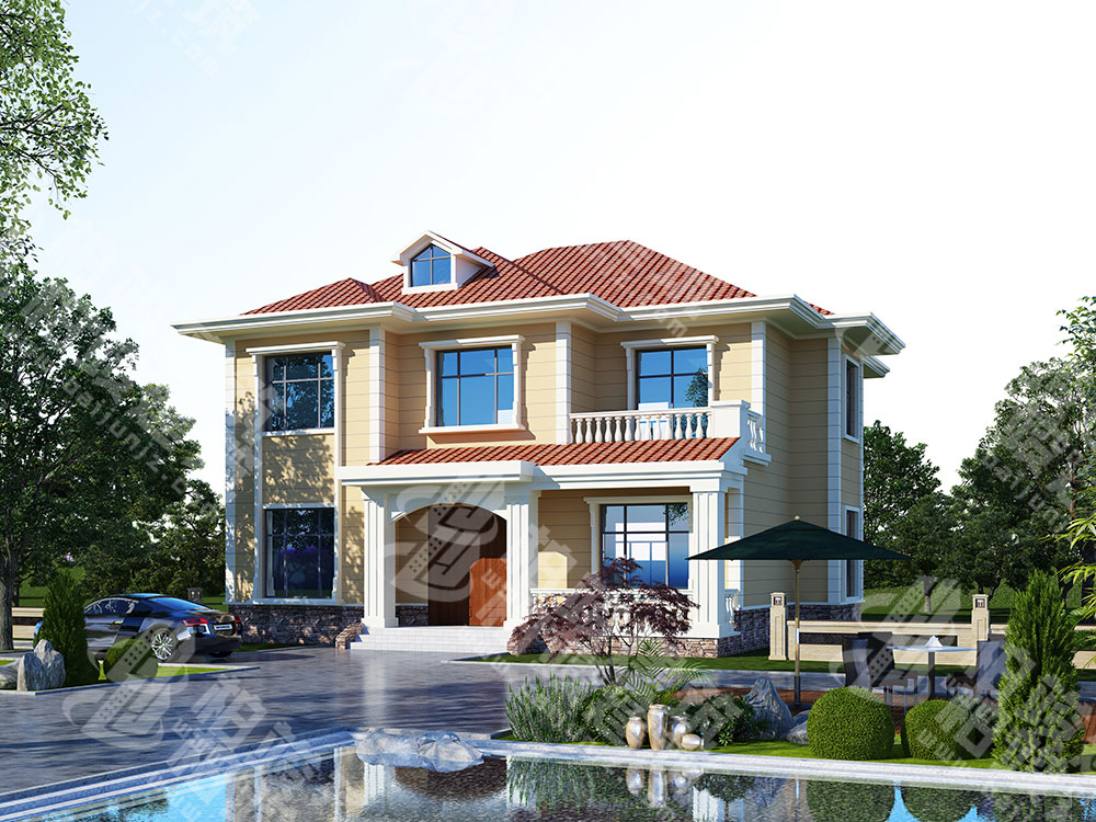 農(nóng)村二層樓房設(shè)計(jì)，清新橘色系簡歐風(fēng)格，格局很通透