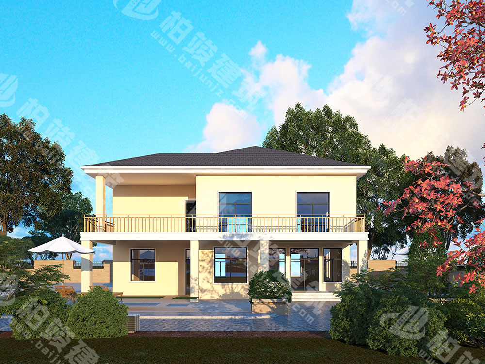 農(nóng)村別墅設(shè)計(jì)圖紙，二層簡約現(xiàn)代風(fēng)格，帶超大露臺(tái)、車庫