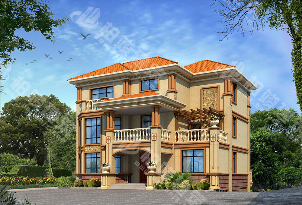 農(nóng)村自建房建筑圖紙，華麗簡歐風(fēng)格，帶車庫、健身房、書房