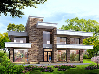 二層別墅設(shè)計(jì)圖，帶健身房和娛樂室。