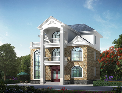 三層房屋設(shè)計圖，帶車庫和棋牌室。