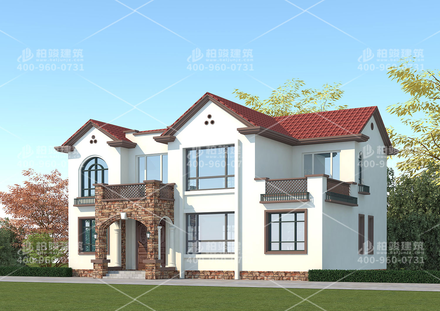 歐式二層別墅，帶內(nèi)衛(wèi)長輩更舒心。