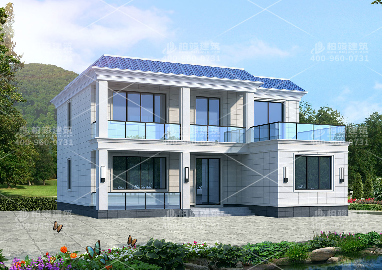 現(xiàn)代二層平頂房屋設(shè)計(jì)，效果圖欣賞。