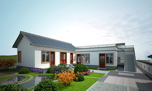 現(xiàn)代一層房屋設(shè)計(jì)圖，帶小院子