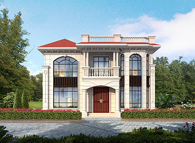 二層房屋設(shè)計(jì)圖大全，帶落地窗。