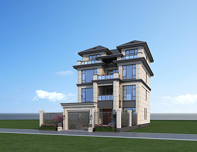 四層鄉(xiāng)村樓房設(shè)計(jì)圖，帶酒窖和影音室。