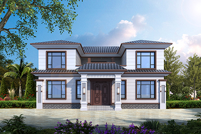 中式二層樓房設(shè)計(jì)圖，占地面積194平。