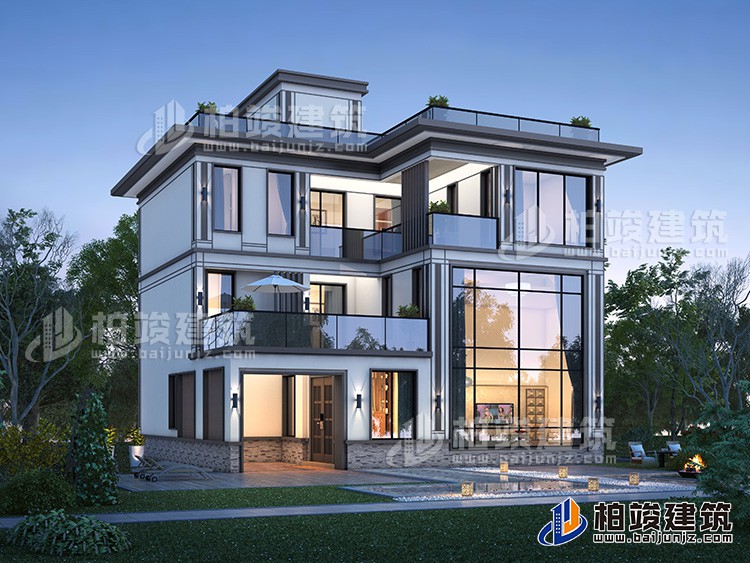 現(xiàn)代風(fēng)格三層別墅，帶露臺(tái)享受陽光浴。