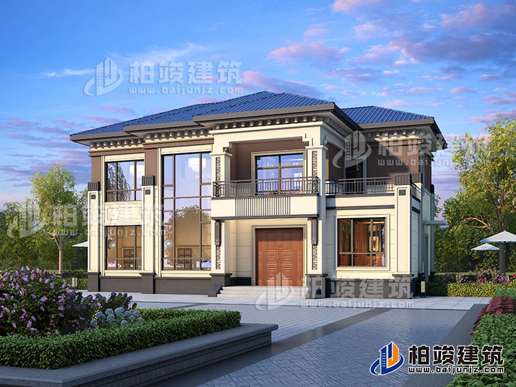 二層磚混結(jié)構(gòu)別墅設(shè)計(jì)圖，客廳挑空的別墅