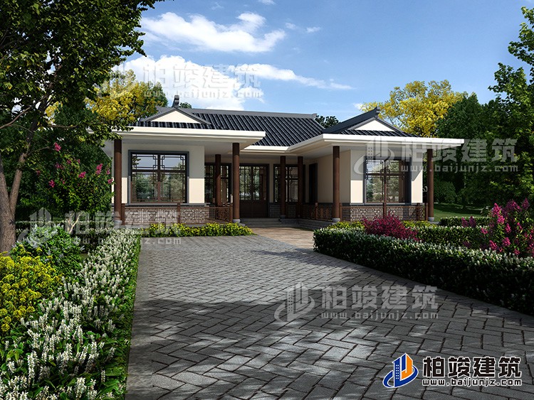 一層中式別墅，帶地下室酒窖。