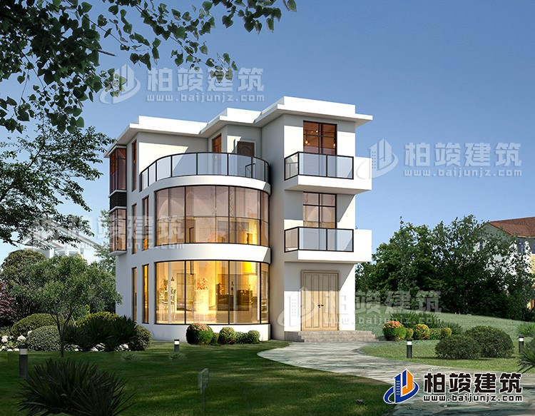 三層現(xiàn)代簡(jiǎn)約風(fēng)格別墅設(shè)計(jì)圖,五開(kāi)間。