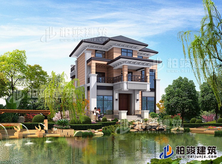 農(nóng)村三層簡歐小別墅別墅設計圖紙BZ309-簡歐風格