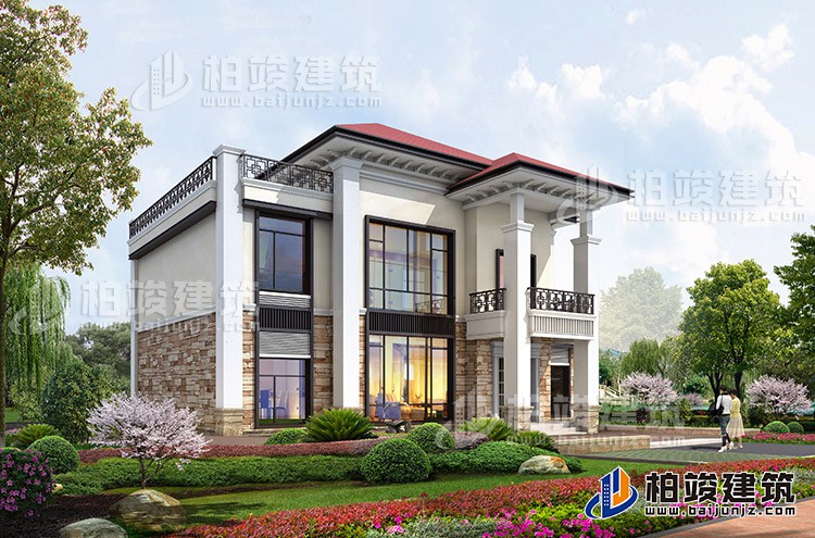 農(nóng)村二層實用小別墅設計圖紙BZ236-新中式風格