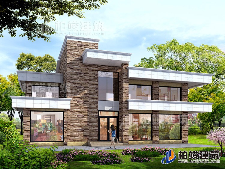 二層農(nóng)村現(xiàn)代別墅設(shè)計圖紙，有娛樂室、健身房18x12米BZ252-新中式風(fēng)格