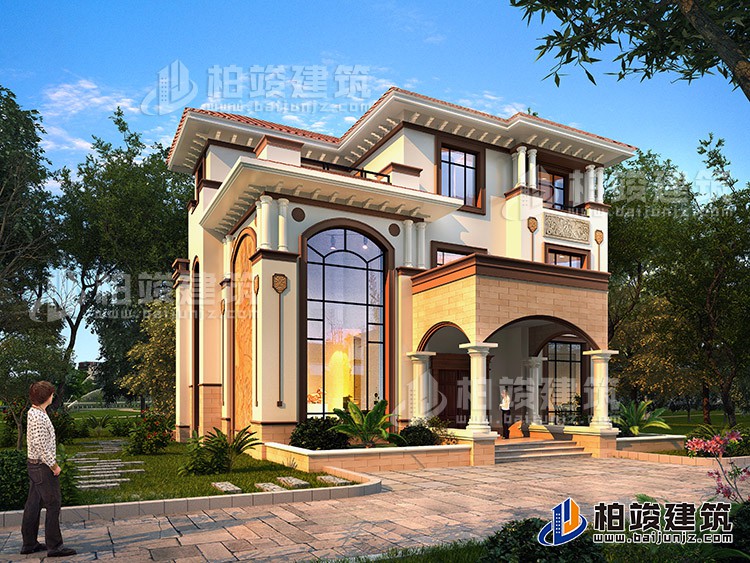 鄉(xiāng)村三層歐式別墅設(shè)計圖紙施工圖及效果圖BZ336-現(xiàn)代風(fēng)格