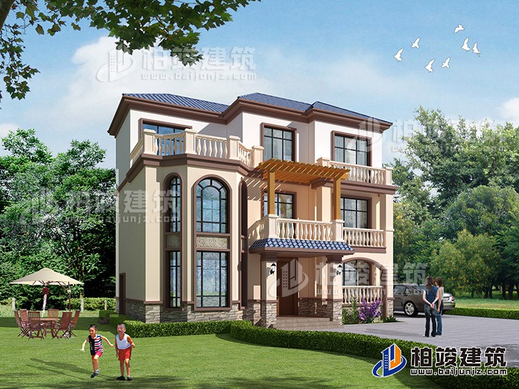 新農(nóng)村三層小別墅設(shè)計圖紙施工圖全套BZ348-簡歐風格