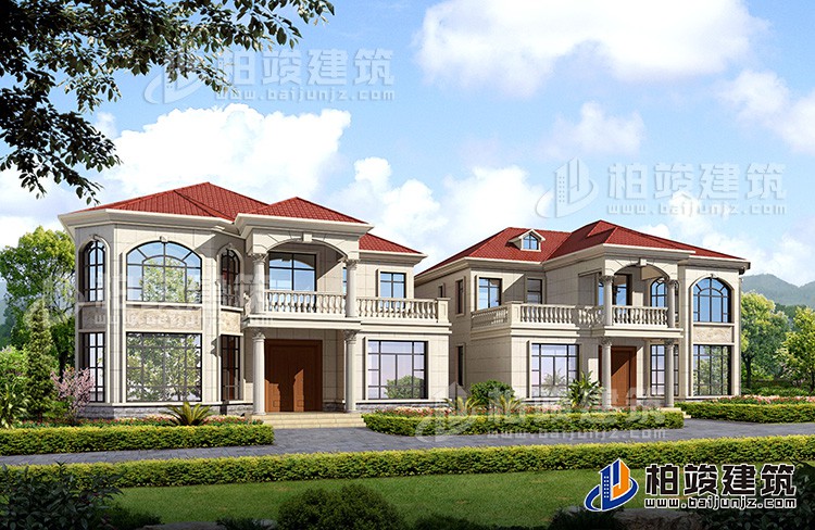 二層私人別墅設(shè)計圖紙及效果圖大全 造價25萬BZ268-簡歐風格