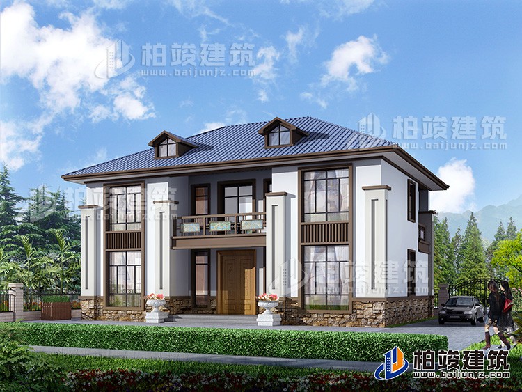 鄉(xiāng)村二層中式別墅施工及設(shè)計(jì)效果圖紙整套，小巧精致！BZ270-新中式風(fēng)格