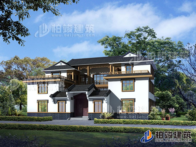 豪華新中式四合院別墅設計圖、施工圖 造價40萬BZ354-新中式風格