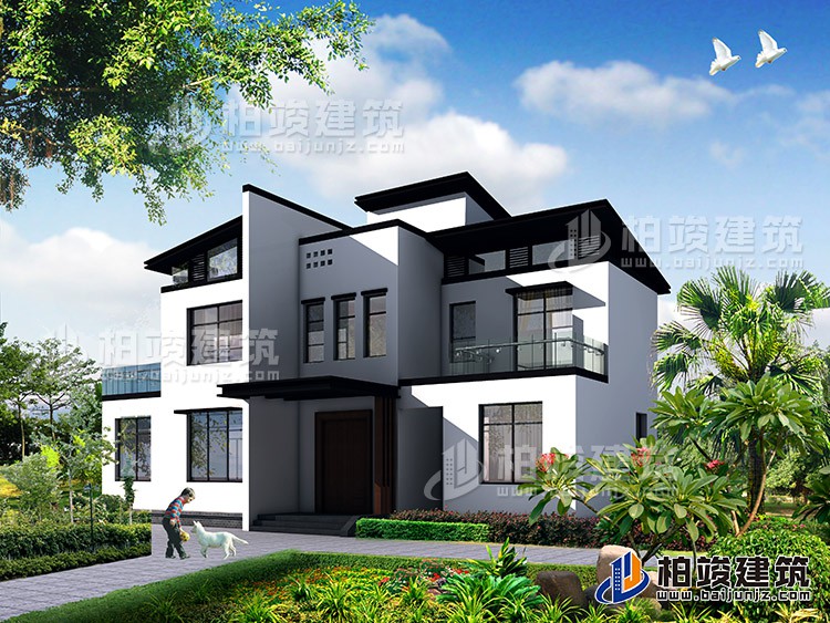 新中式二層別墅設(shè)計(jì)施工圖，占地120平米左右BZ220-新中式風(fēng)格