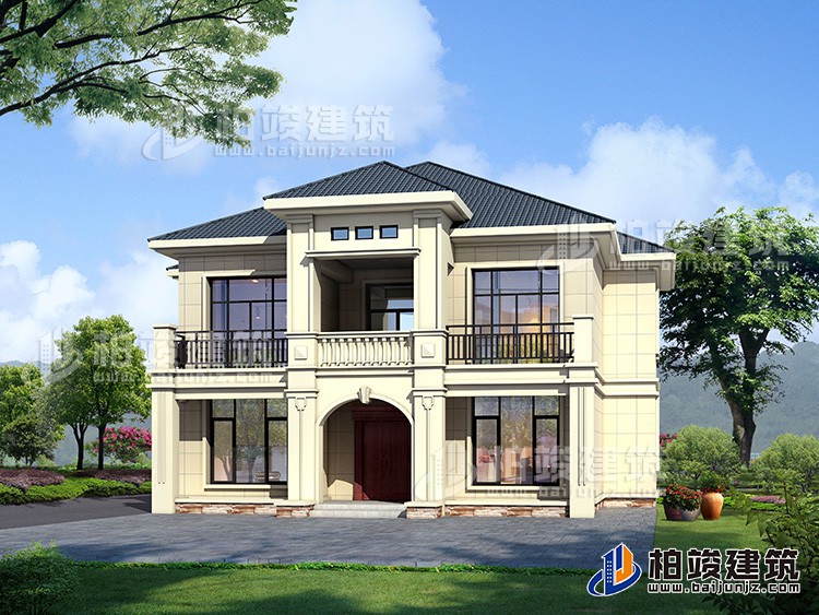 二層歐式小別墅設(shè)計方案，全套建筑設(shè)計圖紙BJ277-簡歐風(fēng)格