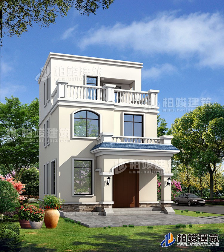 歐式三層樓房設(shè)計(jì)圖，三層新農(nóng)村樓房圖紙BZ353-簡歐風(fēng)格