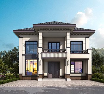 二層簡(jiǎn)歐風(fēng)格農(nóng)村小別墅設(shè)計(jì)圖紙，帶露臺(tái)、柴火房