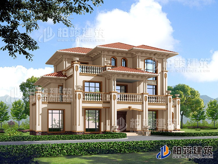 三層歐式豪華別墅設(shè)計(jì)方案，全套圖紙+效果圖BZ373-簡(jiǎn)歐風(fēng)格