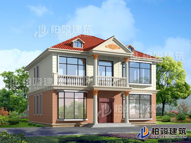 經(jīng)典戶型二層農(nóng)村小別墅設(shè)計(jì)圖，帶閣格 造價(jià)30萬內(nèi)BZ282-簡歐風(fēng)格