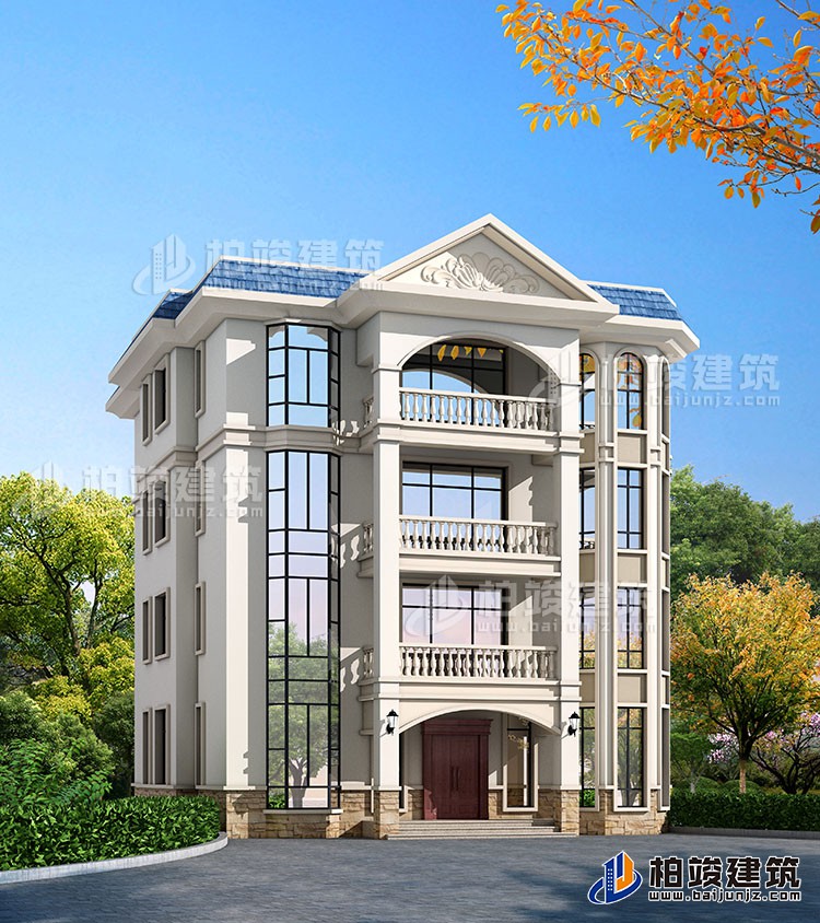 四層豪華歐式別墅自建樓房設計圖紙，帶效果圖和全套施工圖BZ407-簡歐風格