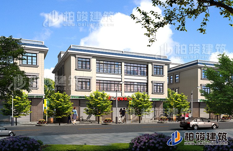 臨街三層帶商鋪?zhàn)越ǚ课菰O(shè)計(jì)圖紙—三層帶門(mén)面別墅BZ388-簡(jiǎn)歐風(fēng)格