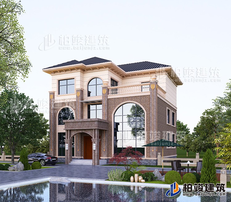 漂亮的三層帶露臺(tái)小別墅設(shè)計(jì)圖紙及效果圖 有電梯BZ3305-簡(jiǎn)歐風(fēng)格