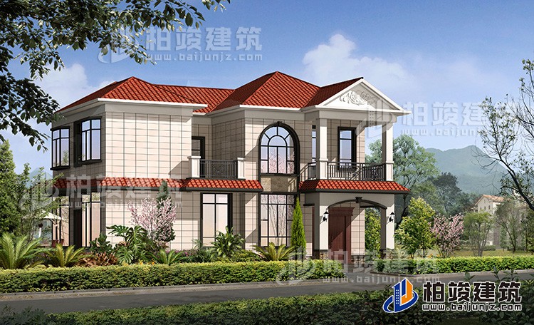 鄉(xiāng)村小戶型二層別墅設(shè)計(jì)圖紙 造價(jià)20萬BZ2502-簡歐風(fēng)格