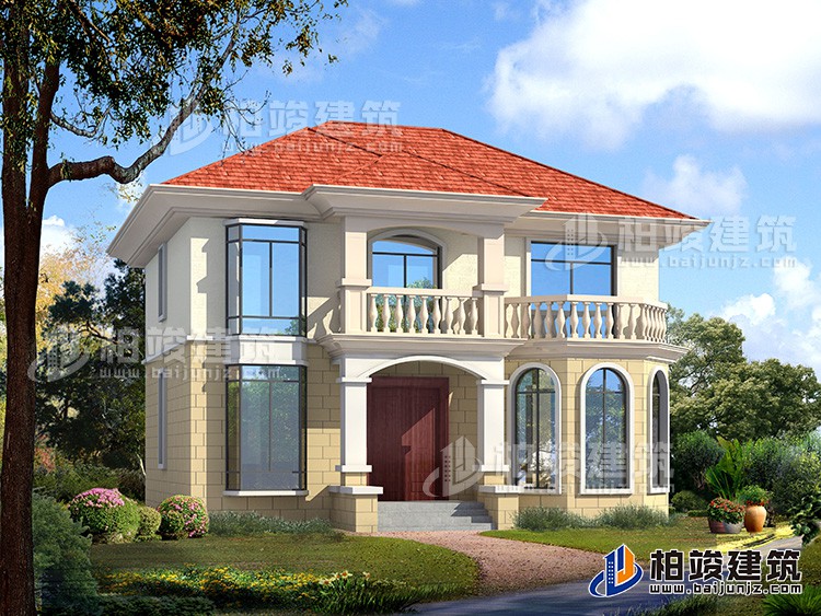 農(nóng)村二層小洋樓設(shè)計(jì)圖，帶外觀效果圖，外觀新穎，漂亮BZ2503-簡(jiǎn)歐風(fēng)格