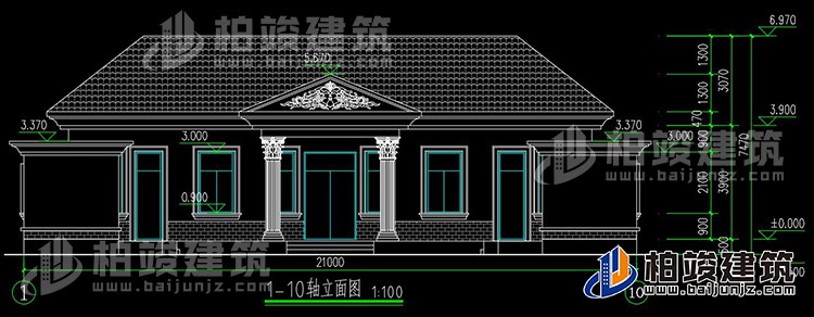 農村蓋房設計大全一層房子的設計圖紙，帶漂亮的小院子BZ116-簡歐風格