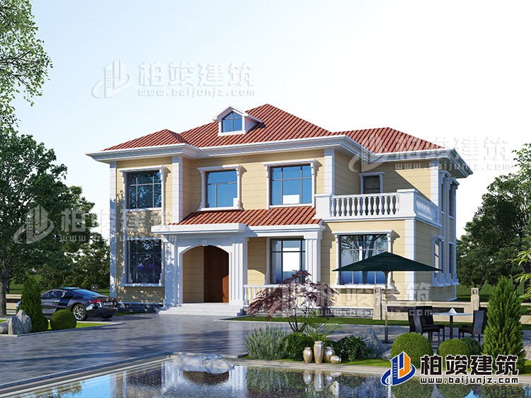 農(nóng)村二層小洋樓設(shè)計圖，帶外觀效果圖，外觀新穎，漂亮BJ2506-簡歐風(fēng)格