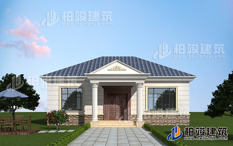 經(jīng)濟(jì)型實(shí)用歐式一層小樓房別墅平房設(shè)計(jì)圖BZ121-簡(jiǎn)歐風(fēng)格