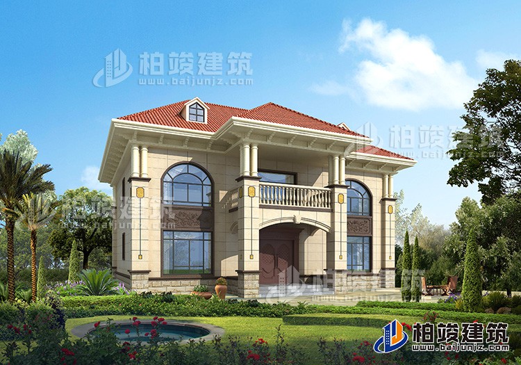 二層歐式復(fù)式小別墅設(shè)計方案，全套建筑設(shè)計圖紙BZ2518-簡歐風(fēng)格